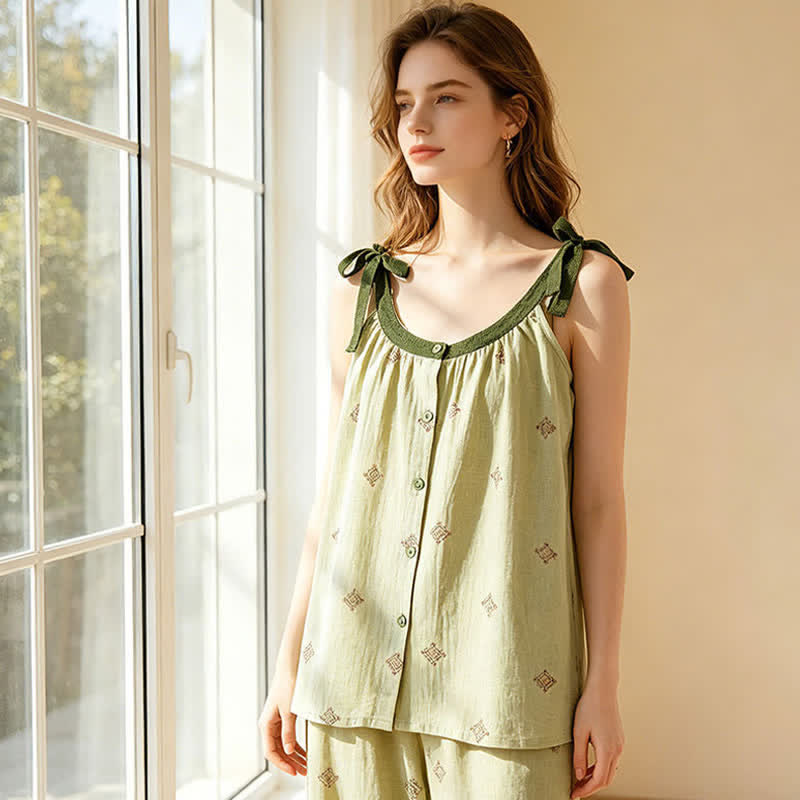 Ownkoti Cotton Gauze Bow Strap Pajama Set - image 10