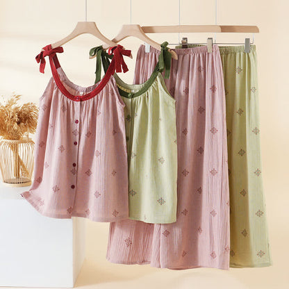 Ownkoti Cotton Gauze Bow Strap Pajama Set - image 0