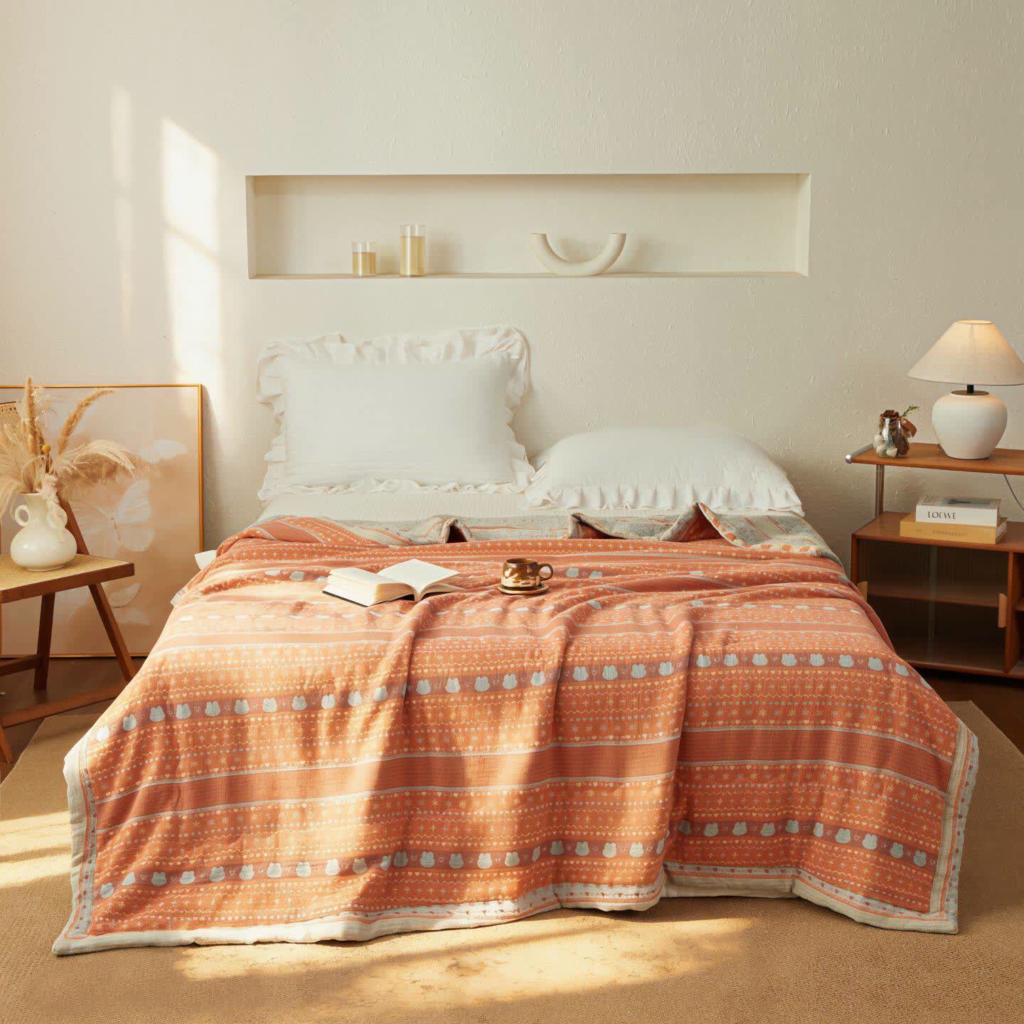 Ownkoti Vintage Boho Cotton Muslin Blanket Quilt - image 1