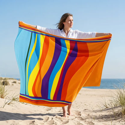 Ownkoti Rainbow Stripe Microfiber Beach Towel - image 1
