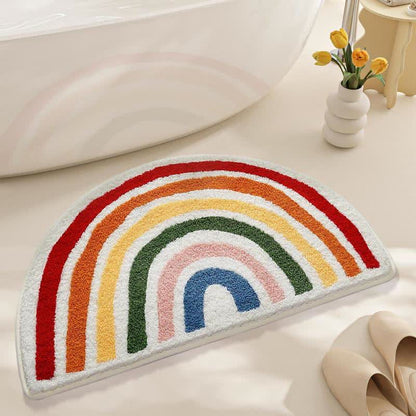 Ownkoti Rainbow Arch Faux Cashmere Bath Rug - Rainbow - 31'' × 47'' - image 0