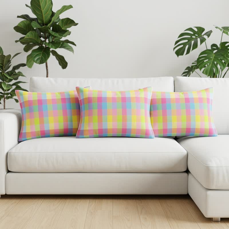 Ownkoti Candy Plaid Rectangular Cotton Gauze  Pillowcases - image 3