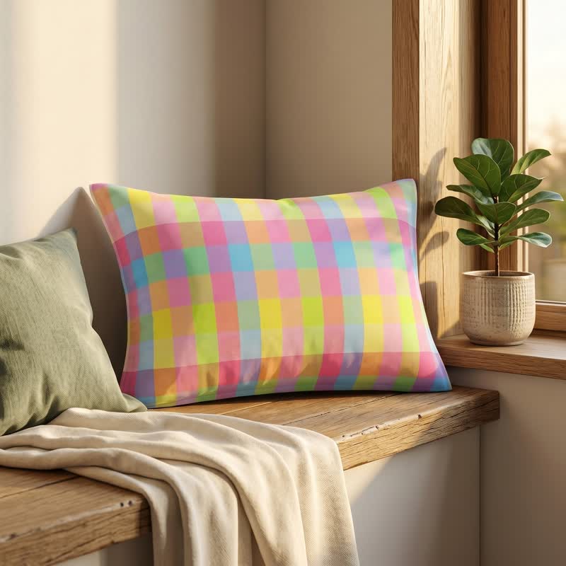 Ownkoti Candy Plaid Rectangular Cotton Gauze  Pillowcases - image 4