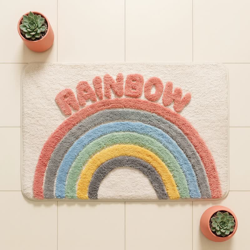 Ownkoti Modern Rainbow Plush Bath Rug - image 1