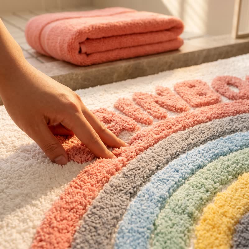 Ownkoti Modern Rainbow Plush Bath Rug - image 5
