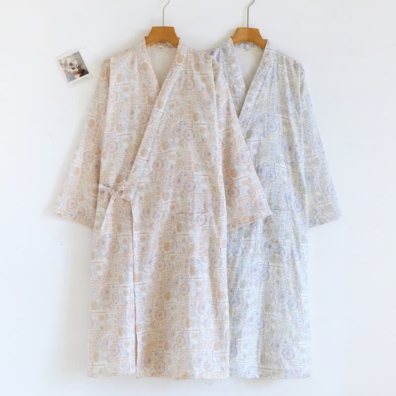 Ownkoti Ethnic Vintage Floral Cotton Kimono Robe - image 1