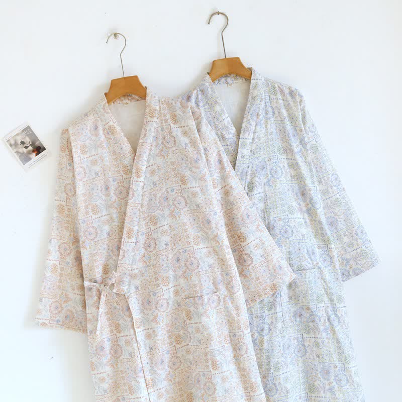 Ownkoti Ethnic Vintage Floral Cotton Kimono Robe - image 3