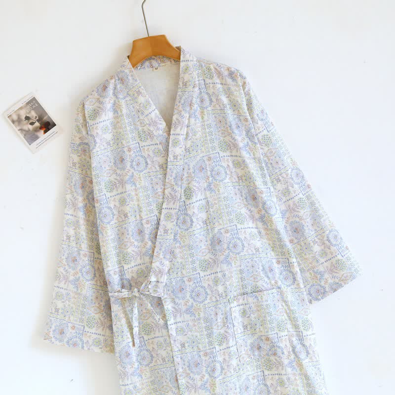 Ownkoti Ethnic Vintage Floral Cotton Kimono Robe - image 6