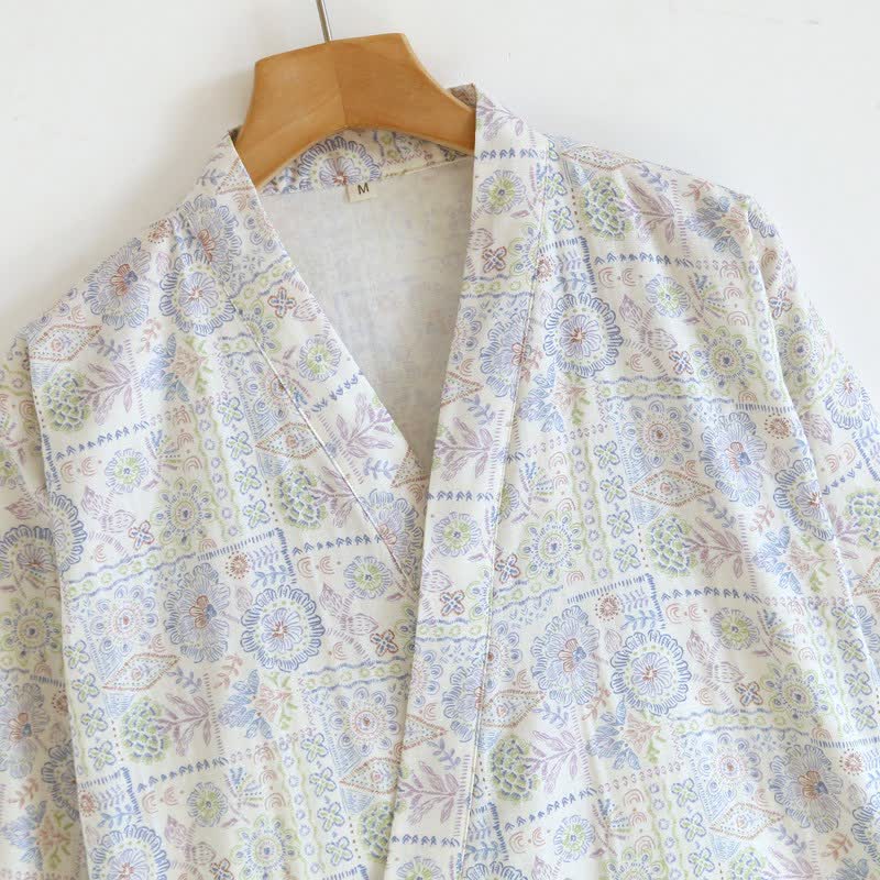 Ownkoti Ethnic Vintage Floral Cotton Kimono Robe - image 7