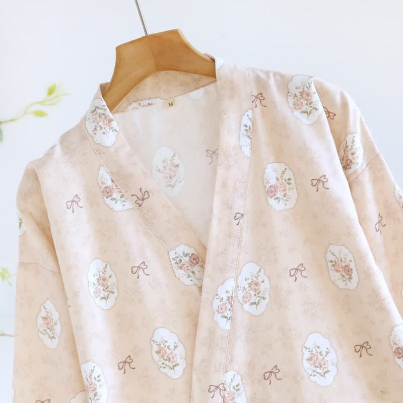 Ownkoti Framed Rose & Bow Cotton Kimono Robe - image 6