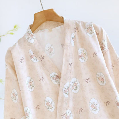 Ownkoti Framed Rose & Bow Cotton Kimono Robe - image 6