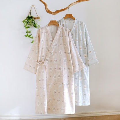 Ownkoti Framed Rose & Bow Cotton Kimono Robe - image 1