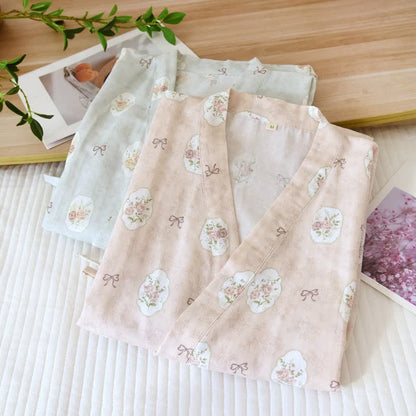 Ownkoti Framed Rose & Bow Cotton Kimono Robe - image 2
