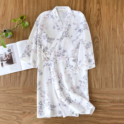 Ownkoti Elegant Purple Floral Cotton Kimono Robe - image 1