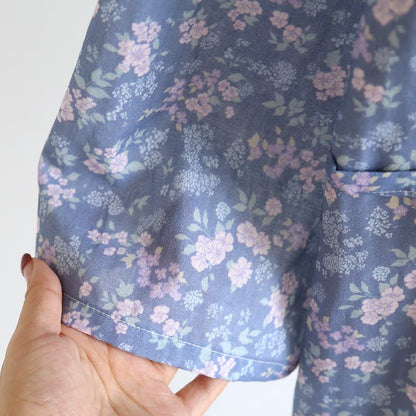 Ownkoti Rustic Blue Floral Cotton Kimono Robe - image 7