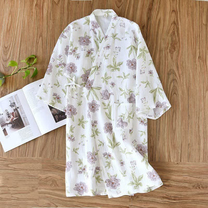 Ownkoti Violet Floral Cotton Kimono Robe - image 1