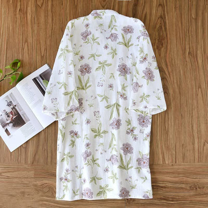 Ownkoti Violet Floral Cotton Kimono Robe - image 2