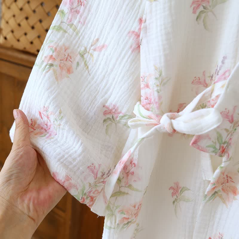 Ownkoti Pink Floral Pure Cotton Kimono Robe - image 6