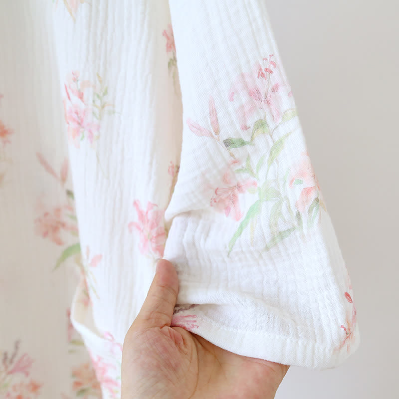 Ownkoti Pink Floral Pure Cotton Kimono Robe - image 5