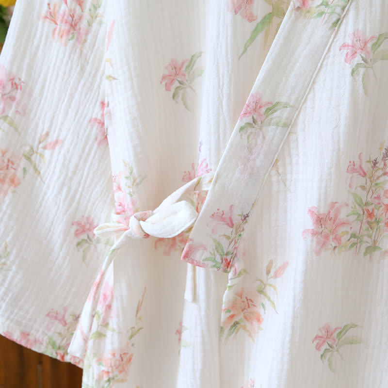 Ownkoti Pink Floral Pure Cotton Kimono Robe - image 3