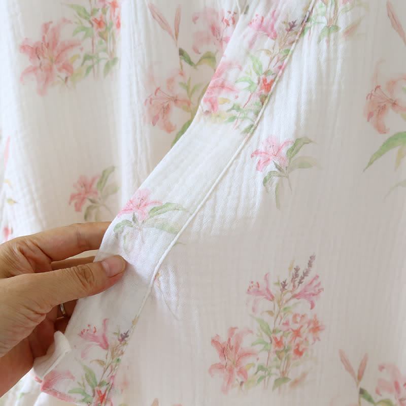 Ownkoti Pink Floral Pure Cotton Kimono Robe - image 7