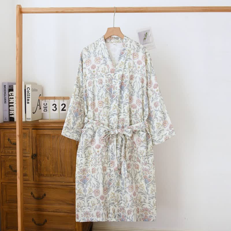 Ownkoti Floral Cotton Gauze Kimono Robe with Pocket - image 1