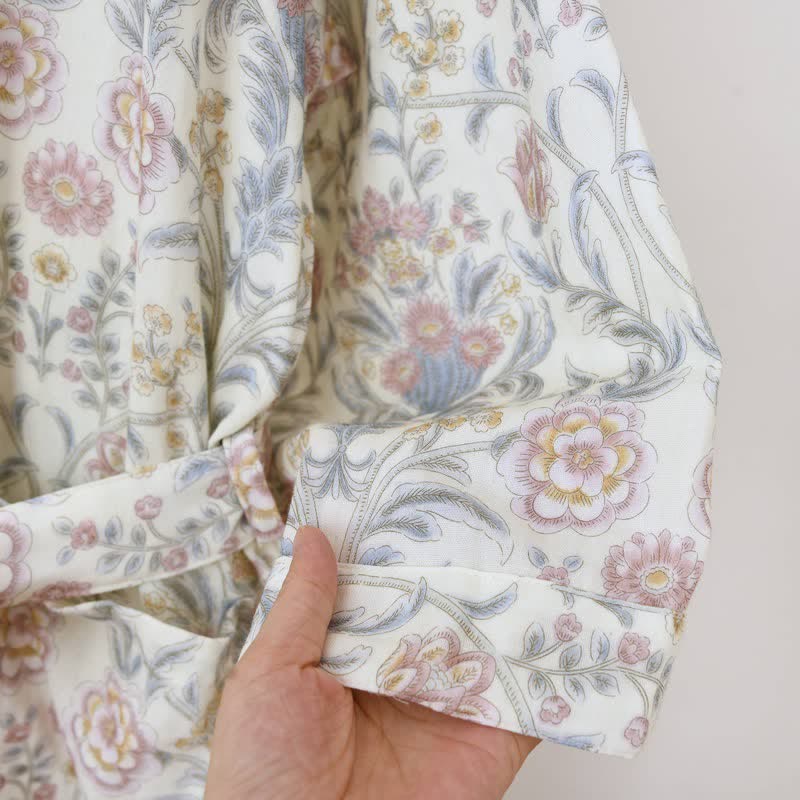 Ownkoti Floral Cotton Gauze Kimono Robe with Pocket - image 9