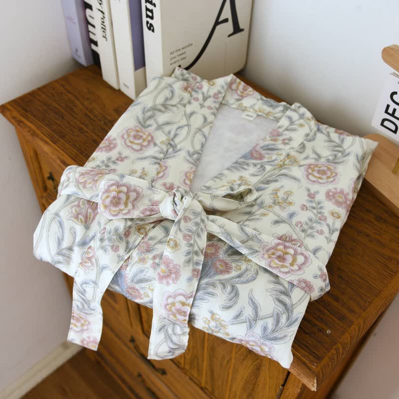 Ownkoti Floral Cotton Gauze Kimono Robe with Pocket - image 2