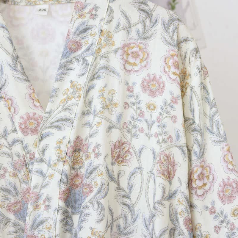 Ownkoti Floral Cotton Gauze Kimono Robe with Pocket - image 6