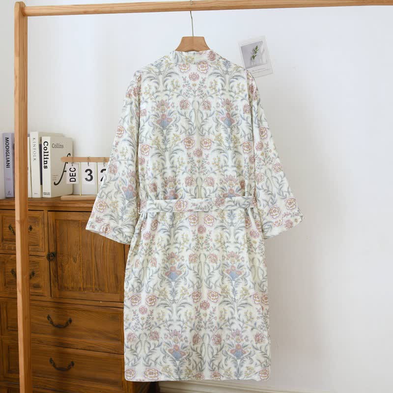 Ownkoti Floral Cotton Gauze Kimono Robe with Pocket - image 3