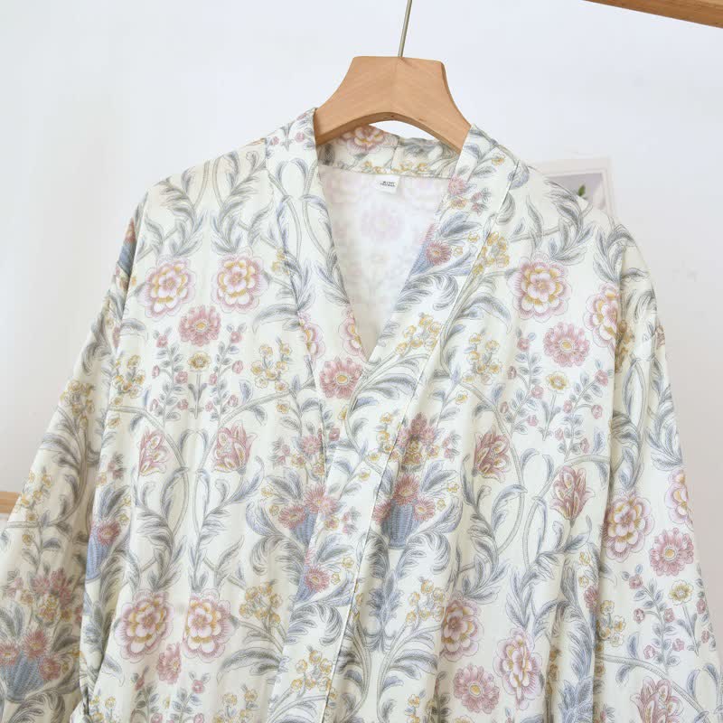 Ownkoti Floral Cotton Gauze Kimono Robe with Pocket - image 4
