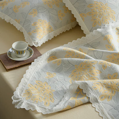 Ownkoti Lace Trim Floral Vine Cotton Bedspread - image 4