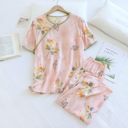 Ownkoti Butterfly Floral Cropped Pants Padded Nightwear - image 1