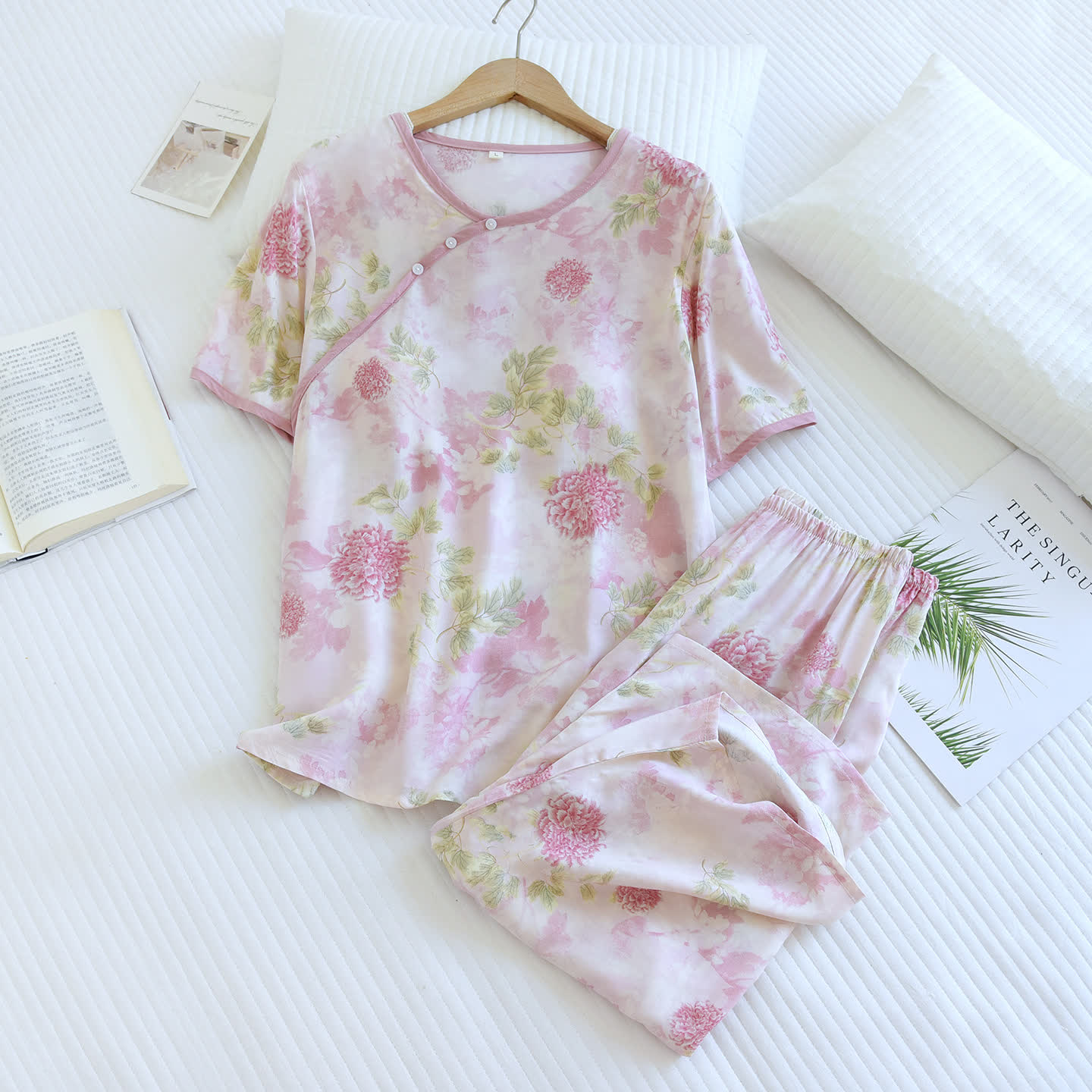 Ownkoti Hydrangea Floral Padded  Cropped Pants Nightwear - image 1