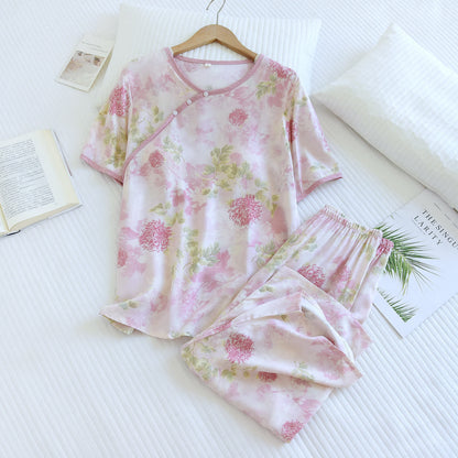 Ownkoti Hydrangea Floral Padded  Cropped Pants Nightwear - image 1
