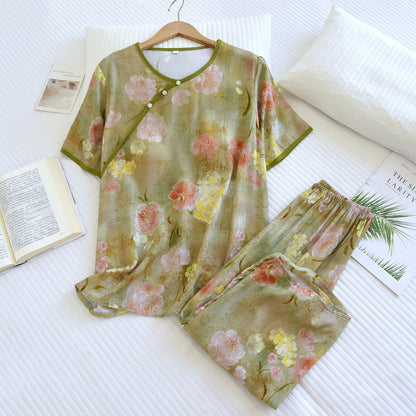 Ownkoti Botanical Padded Rayon Capri Pajama Set - image 1