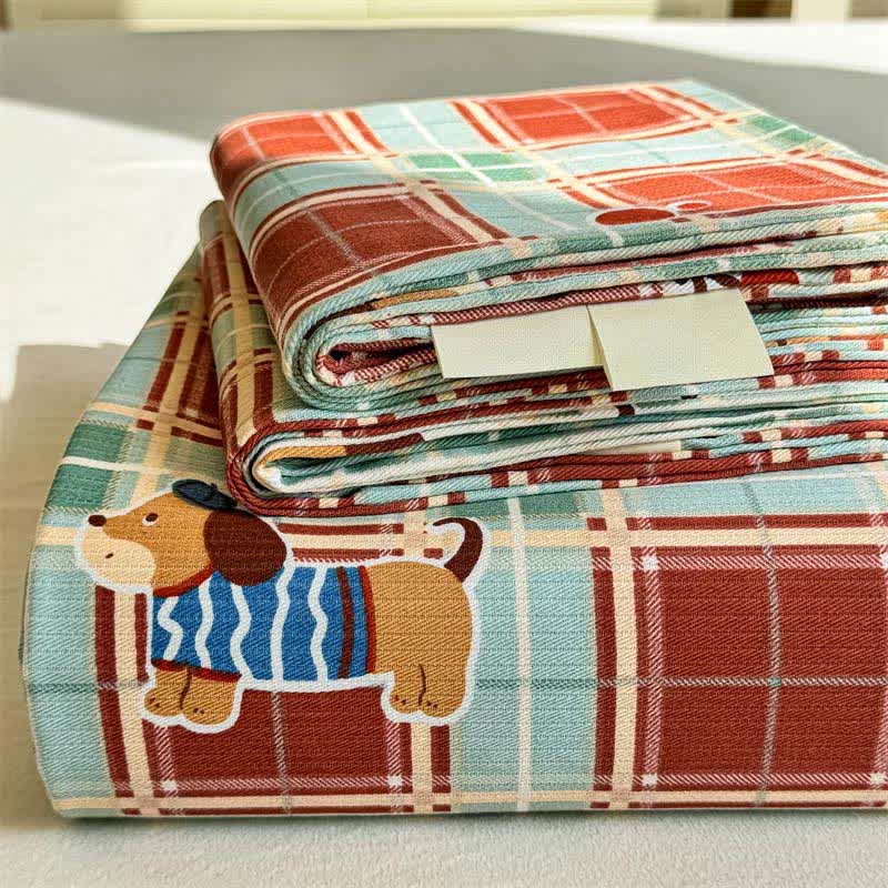 Ownkoti Cottage Dog & Plaid Cotton Bedspread - image 4