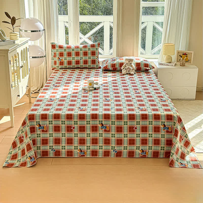 Ownkoti Cottage Dog & Plaid Cotton Bedspread - image 1