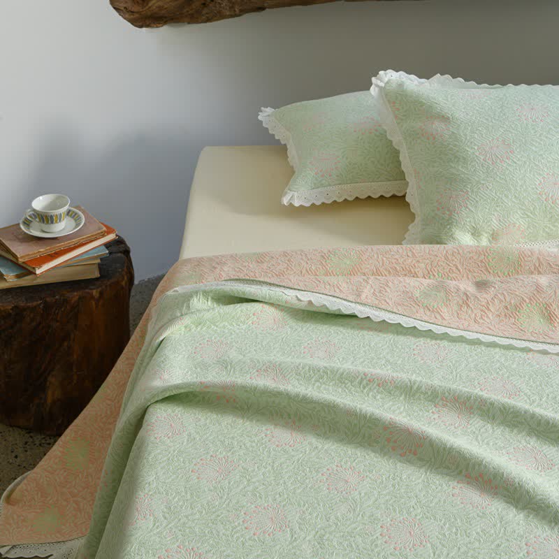Ownkoti Lace Trim Reversibe Floral Cotton Bedspread - image 3