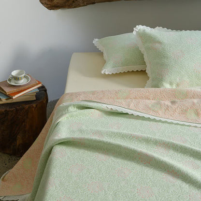 Ownkoti Lace Trim Reversibe Floral Cotton Bedspread - image 3