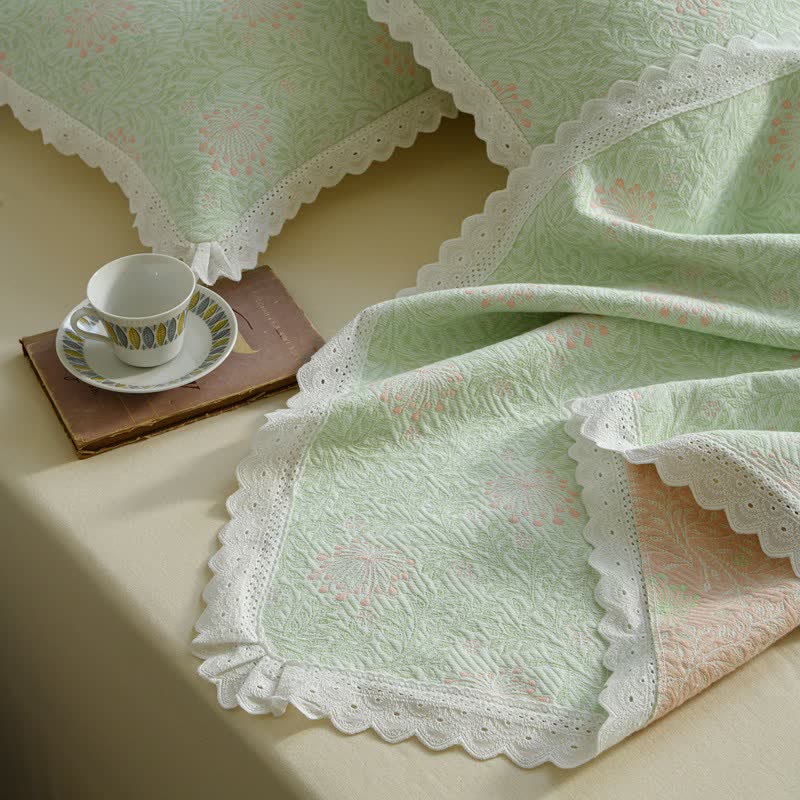Ownkoti Lace Trim Reversibe Floral Cotton Bedspread - image 5