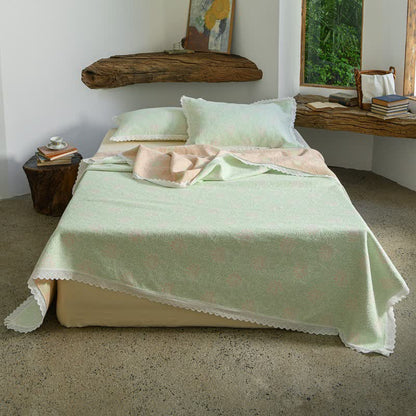 Ownkoti Lace Trim Reversibe Floral Cotton Bedspread - image 2