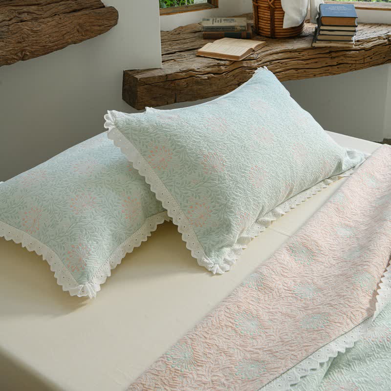 Ownkoti Lace Trim Reversibe Floral Cotton Bedspread - image 9