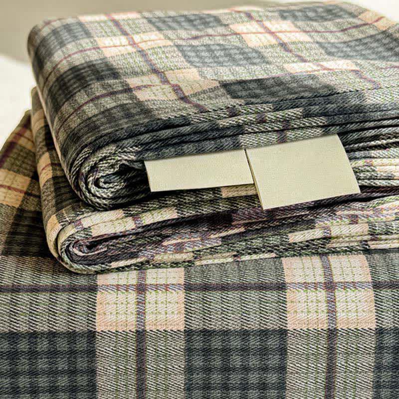 Ownkoti Neutral Plaid Pure Cotton Bedspread - image 5
