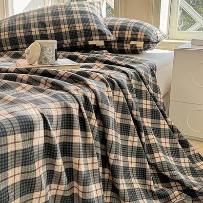 Ownkoti Neutral Plaid Pure Cotton Bedspread - image 1