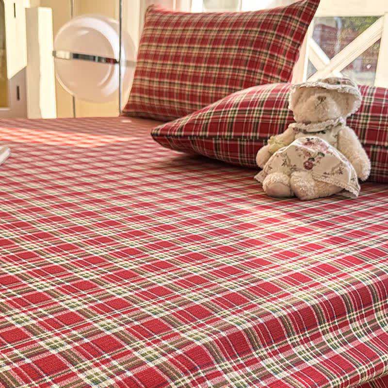 Ownkoti Classic Red Plaid Pure Cotton Bedspread - image 5