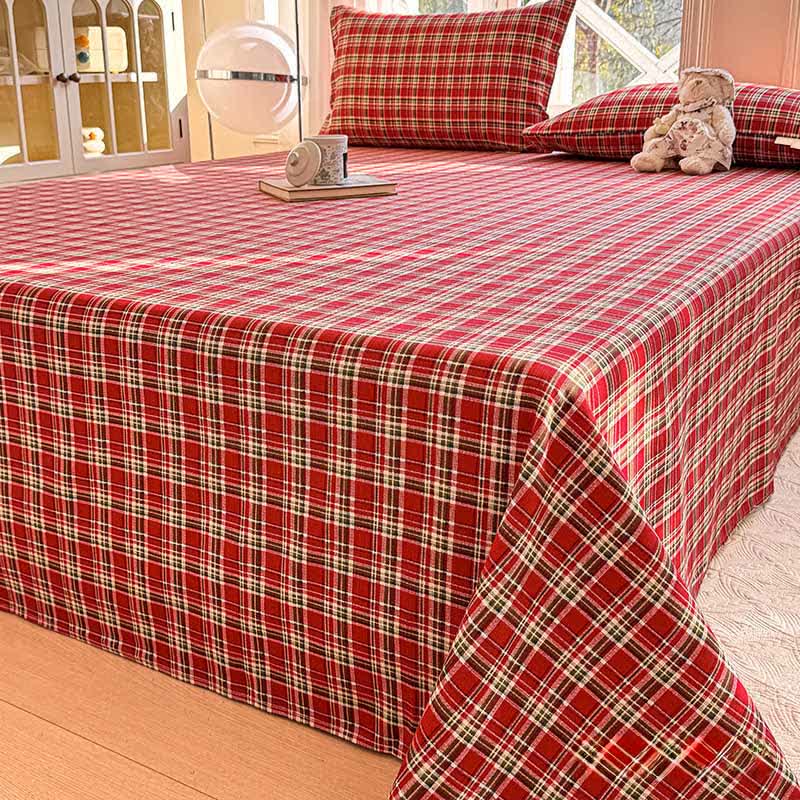 Ownkoti Classic Red Plaid Pure Cotton Bedspread - Bedspread with 2PCS Pillowcases - Cal King - image 0