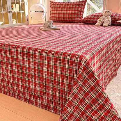Ownkoti Classic Red Plaid Pure Cotton Bedspread - Bedspread with 2PCS Pillowcases - Cal King - image 0