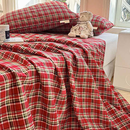Ownkoti Classic Red Plaid Pure Cotton Bedspread - image 2