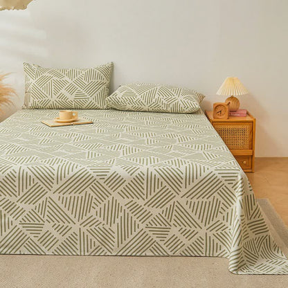 Ownkoti Geometric Linear Print  Pure Cotton Bedspread - Bedspread with 2PCS Pillowcases - Cal King - image 0